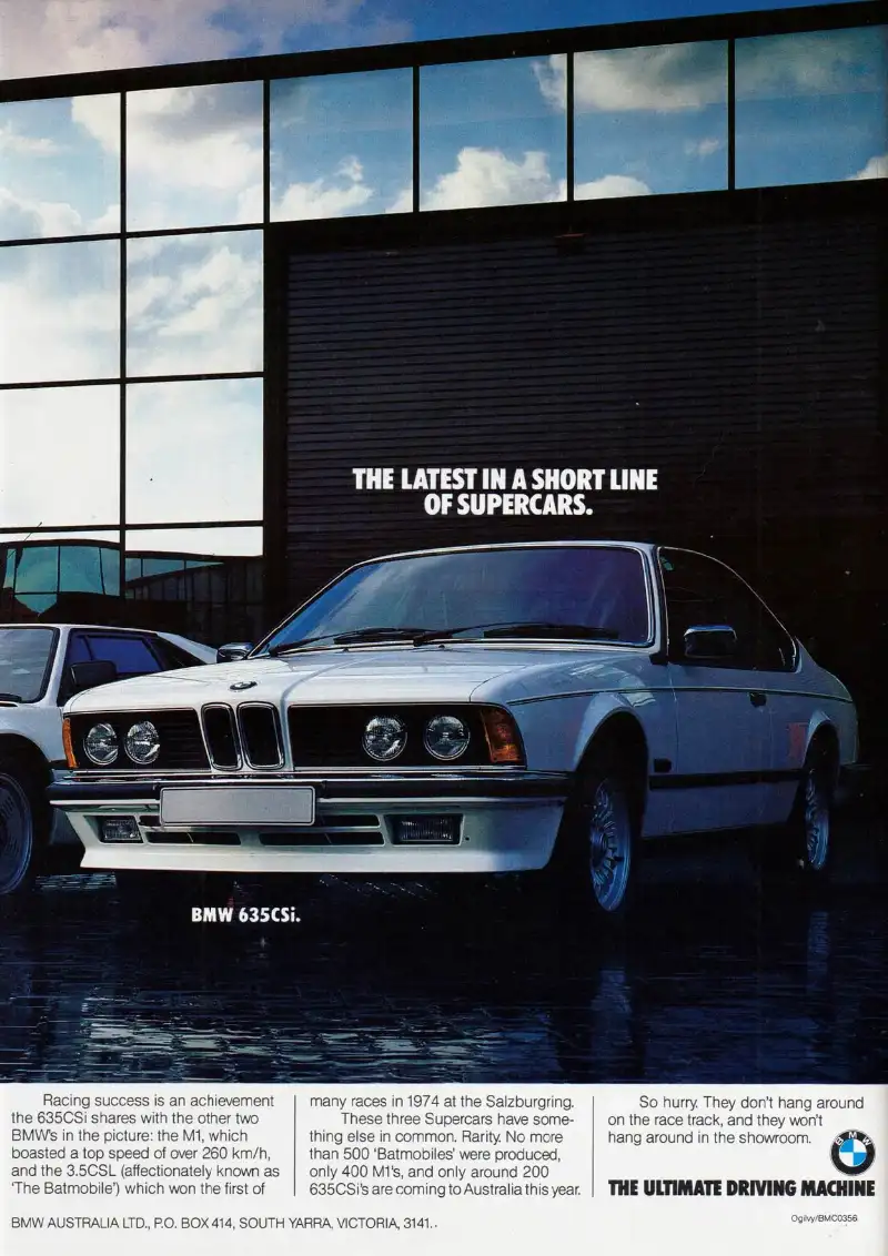Vintage auto ad: BMW, The Latest in a Short Line of Supercars. Vintage auto ad: BMW, The Latest in a Short Line of Supercars.